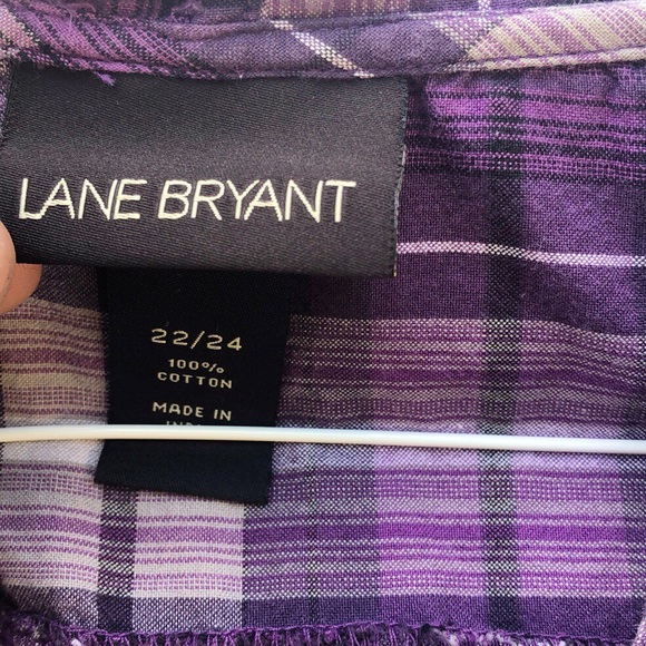 Lane Bryant 22/24W Plaid Hooded Blouse Button up - Picture 8 of 8